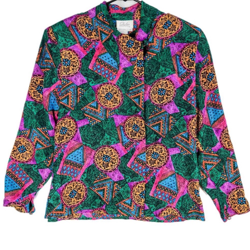 Vintage Silk Women’s Button Up Shirt Size 10